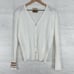 Cotelac Long Sleeve Ribbed Knit Cardigan Sweater Size 4 White V Neck Lightweight