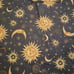 Vintage celestial sun moon star fabric round tablecloth