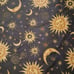 Vintage celestial sun moon star fabric round tablecloth
