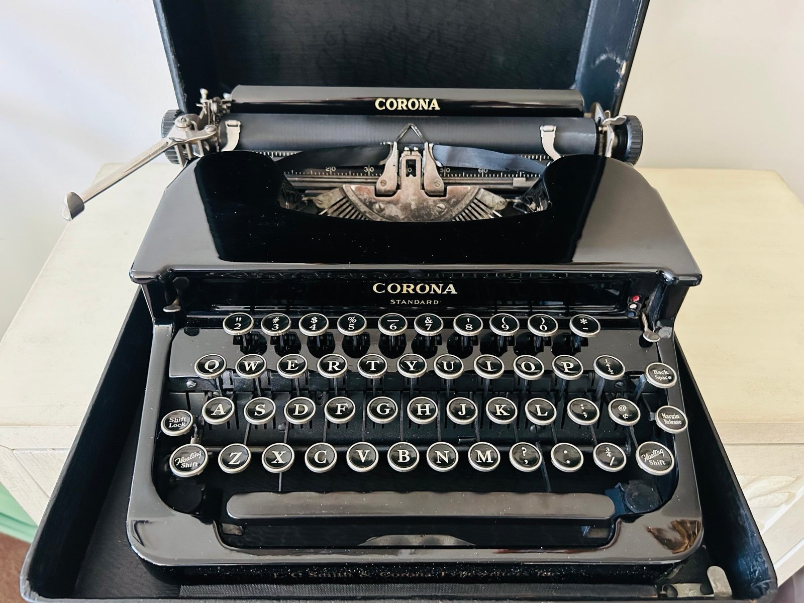 Vintage Corona Typewriter with original travel case
