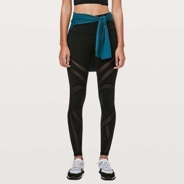 Lululemon Wunder Under High Rise Tight Mesh Leggings Black 8