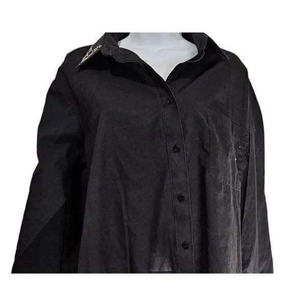 Vintage 80s Apache Shirt Womens Size Large Black Western Button Front Sequins