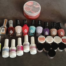 Kiss\saviland dip powder Sally Hansen gel nail polish and top coats lot of 32