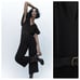 NWT. Zara Black Belted Ruffled V-Neck Jumpsuit. Size S.
