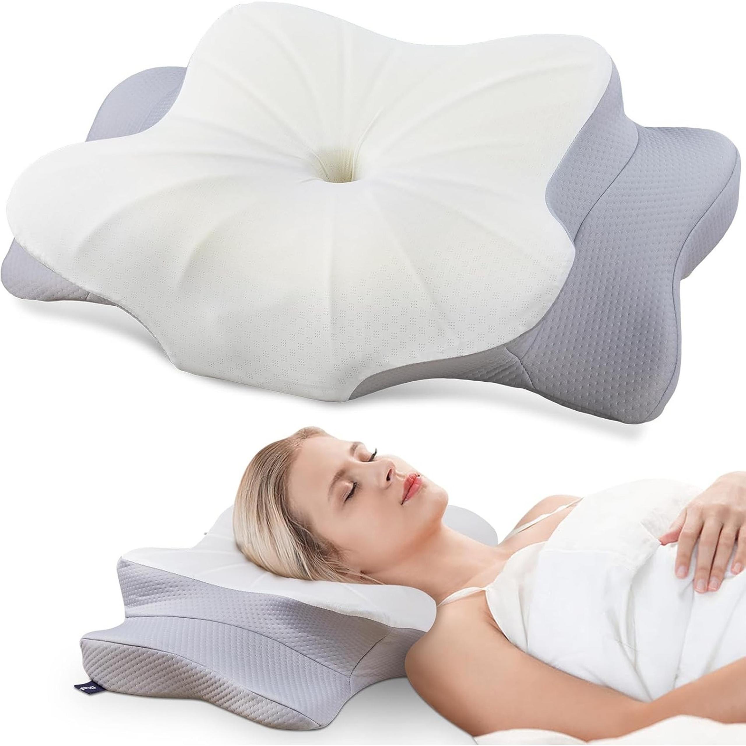 DONAMA Cervical Memory Foam Pillow Ergonomic Neck & Shoulder Support with Case