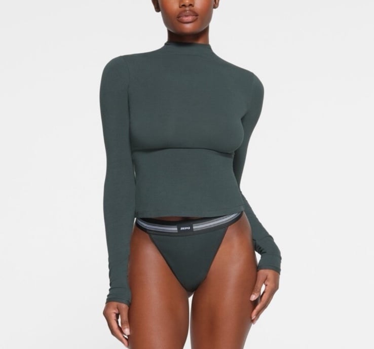 SKIMS Cotton Jersey Long Sleeve Turtleneck Tshirt