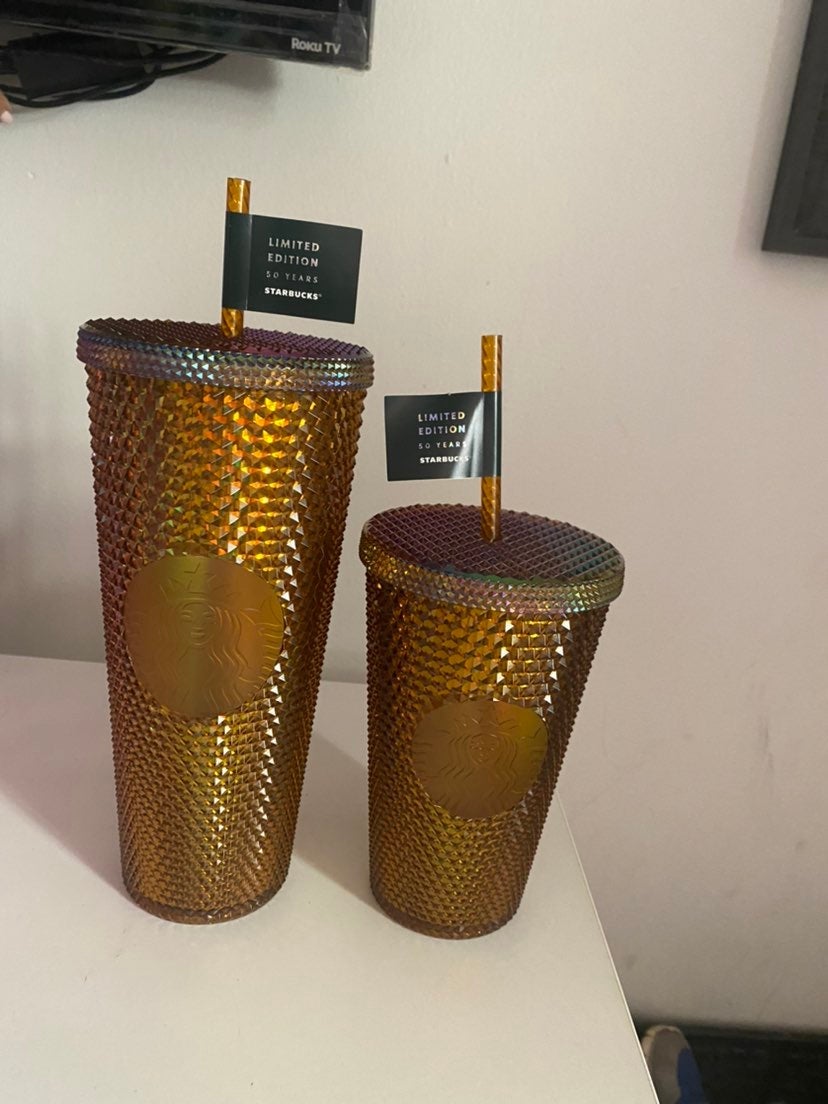 Starbucks Venti & Grande Gold Studded 50th anniversary