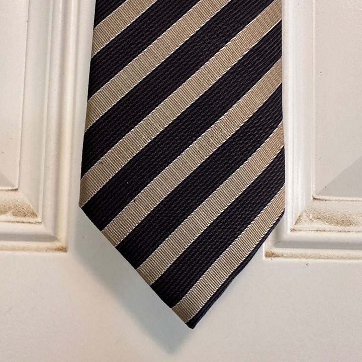 Men's Giorgio Handmade Tie Neckwear Stripe 100% Silk Brown & Tan