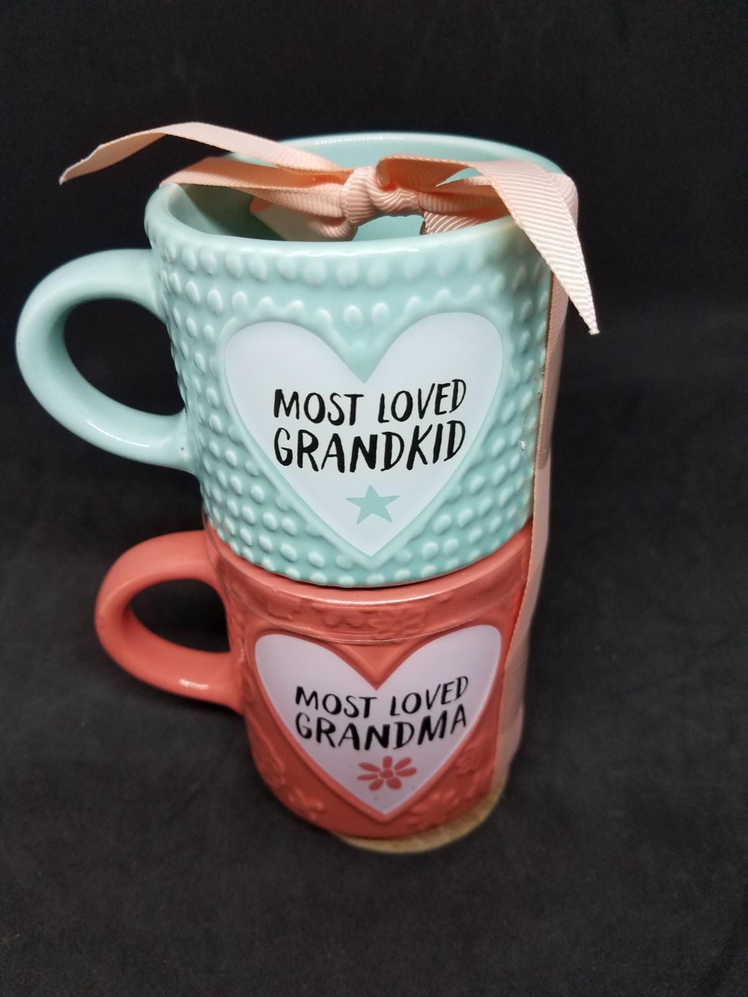 Hallmark 'Most Loved Grandma/Most Loved Grandkid' Ceramic Stackable Mugs