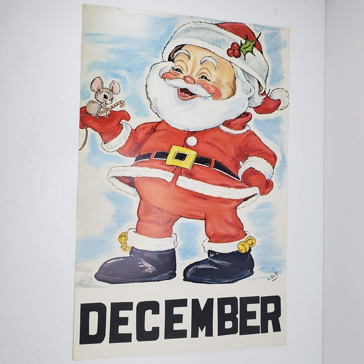 Vintage 1968 Classroom Poster Print Atrelle Dill Roberta Ross December Christmas