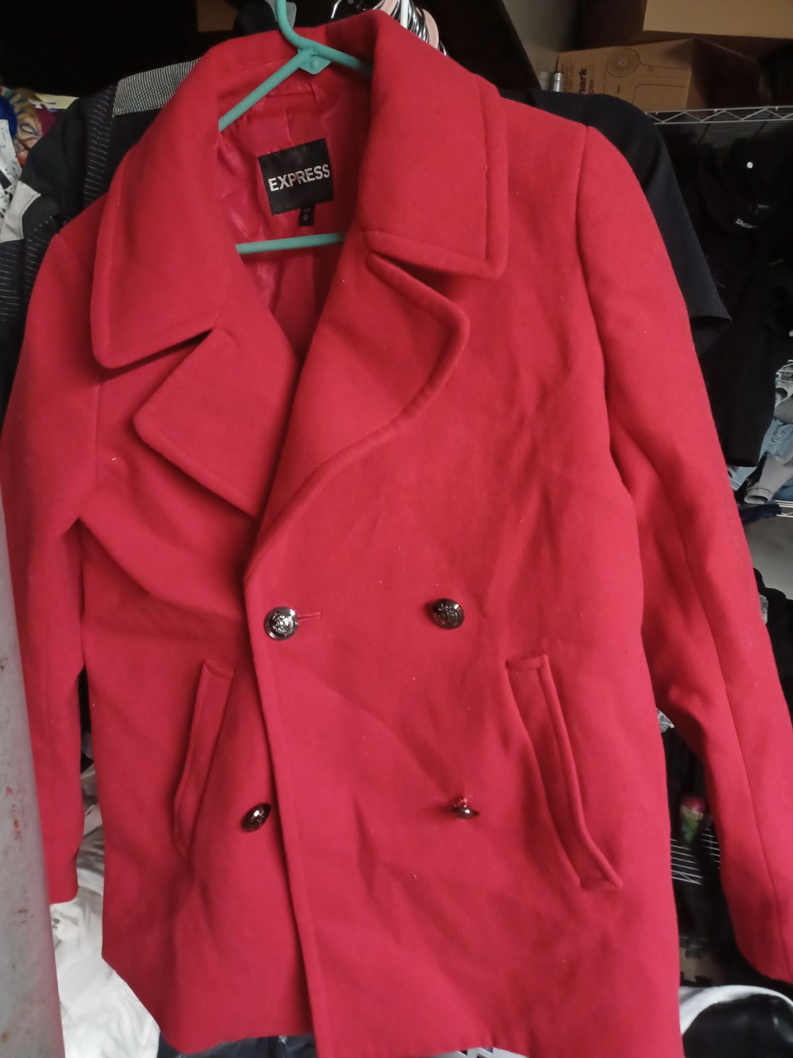 Women's EXPRESS RED DOUBLE- BREASTED PEACOAT