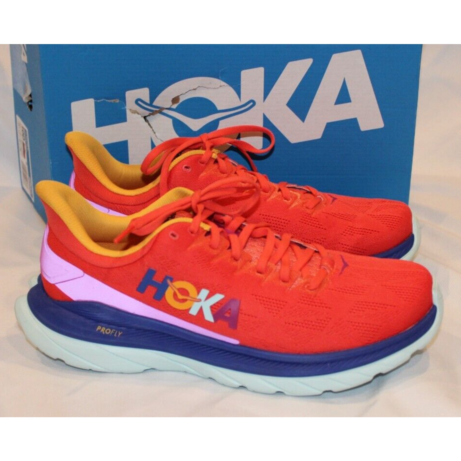 NEW Hoka One Men's MACH 4 RUNNING SNEAKERS FBLN RED ORANGE SZ 10 NIB