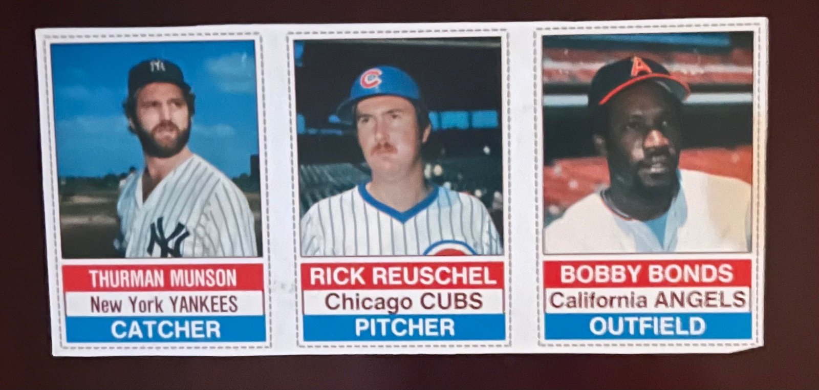 1976 Hostess Panel Thurman Munson/Rick Reuschel/Bobby Bonds #16/17/18