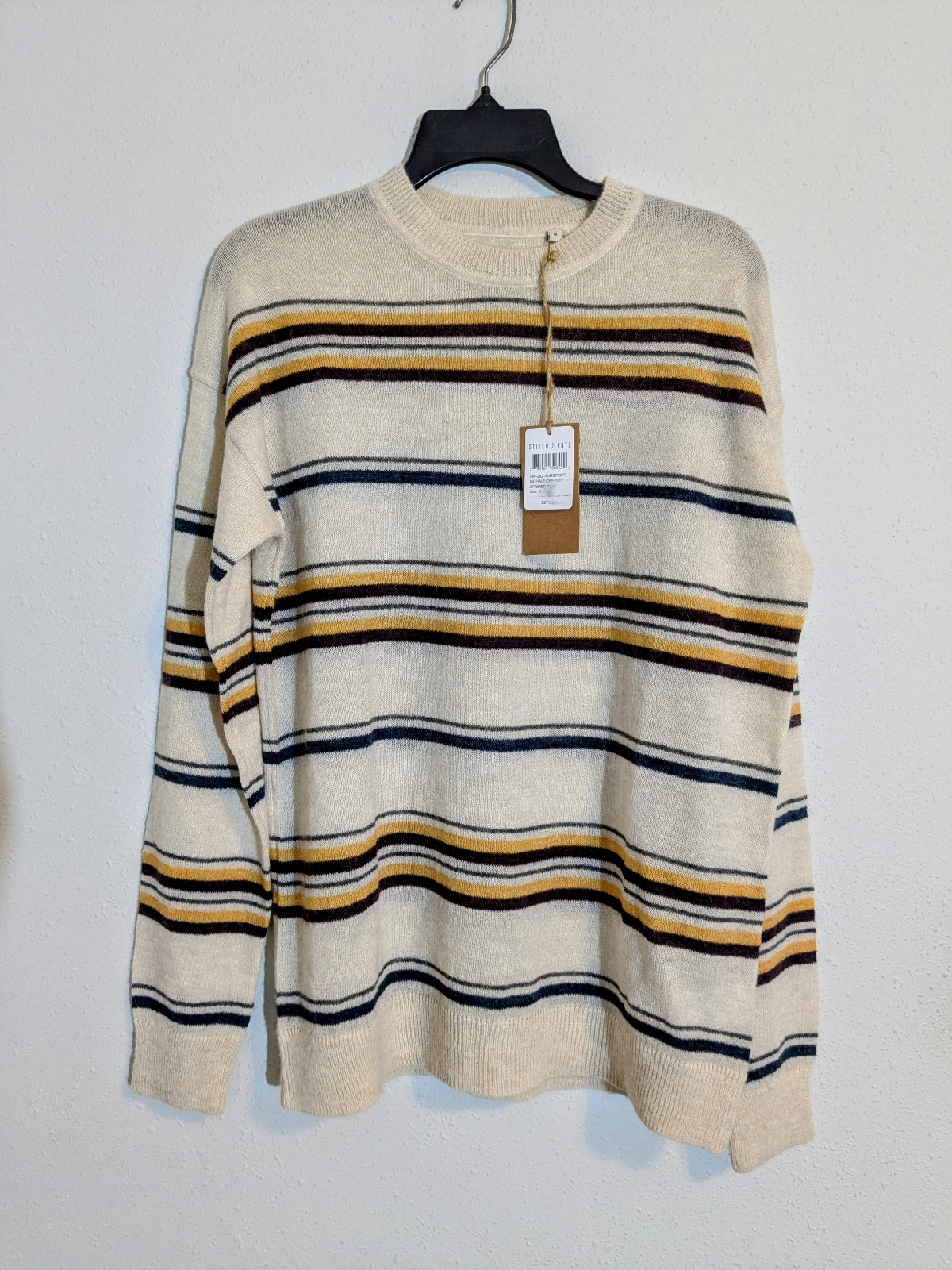 Stick Note Sweater Mohair Wool Natural Fiber Size S For Men (275) Retail Price