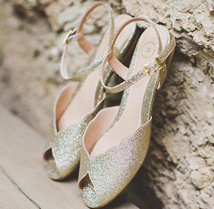 Ahuva Shimmering Gold Vegan Bride Retro style flat sandals