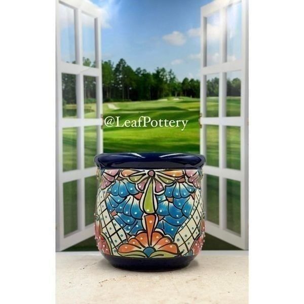 Cecilia Talavera Handmade Multi Colored Ceramic Planter Pot