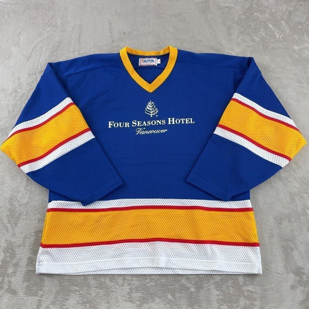 Vintage Hockey Jersey Men XL Blue Four Seasons Hotel Vancouver Alpha Sportswear