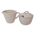 Pottery Barn Sausalito Creamer & Sugar Bowl Set With Spoon Off White Stoneware.