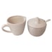 Pottery Barn Sausalito Creamer & Sugar Bowl Set With Spoon Off White Stoneware.