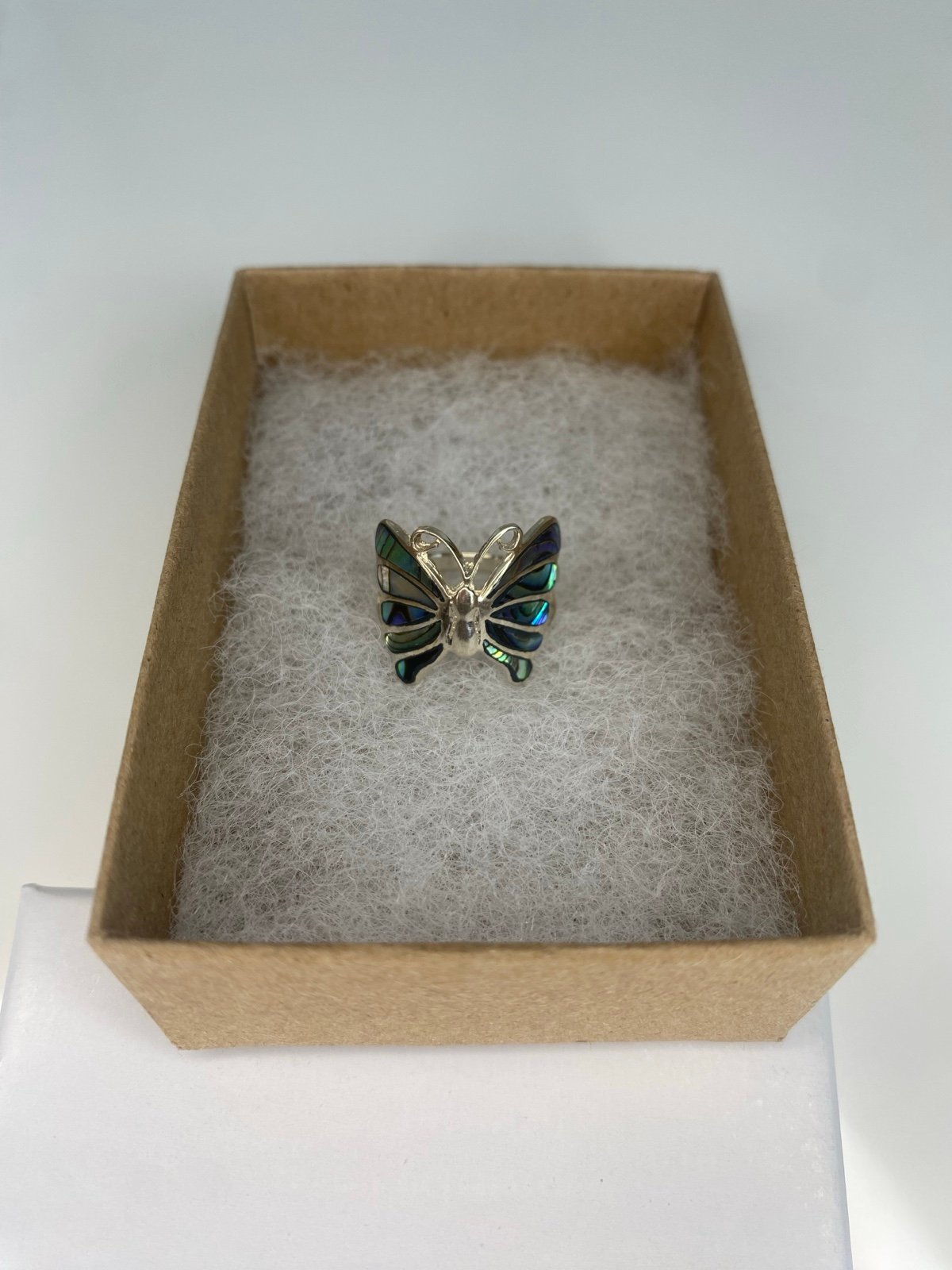 Sterling Silver Abalone Butterfly Ring