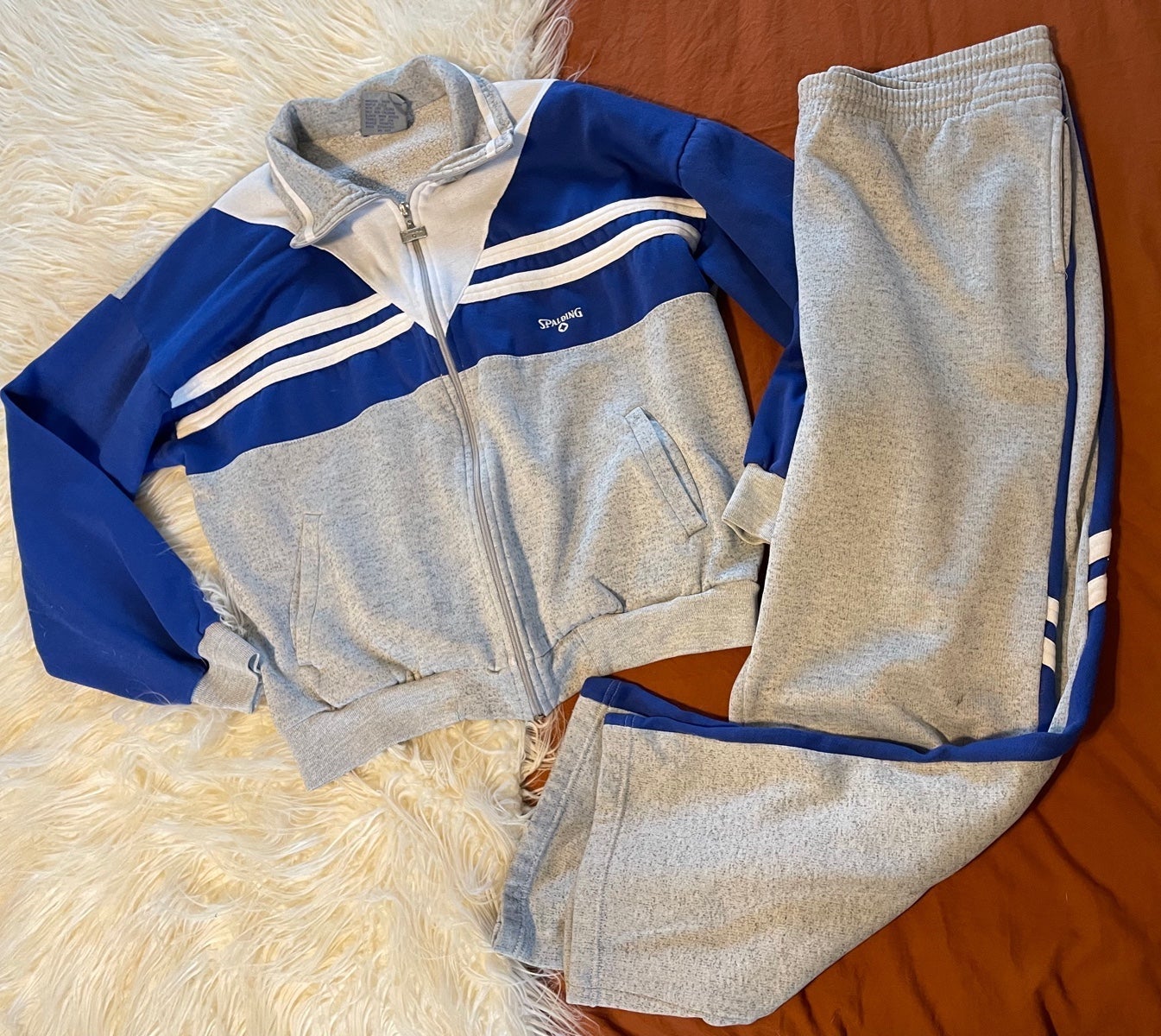 Vintage 1980s Warm up gym suit sweats zip up track set L