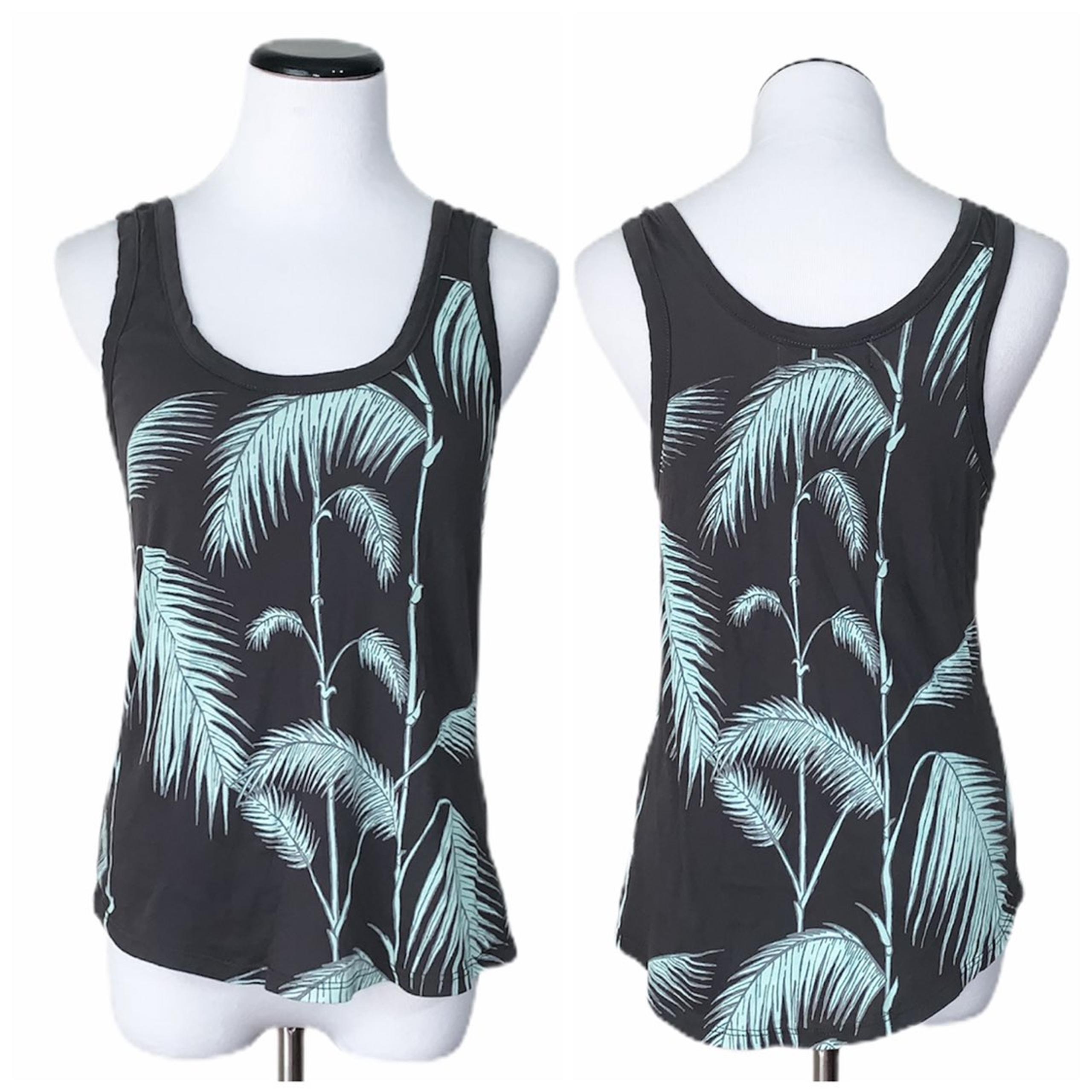 Wildfox gray palm leaves tank top xs