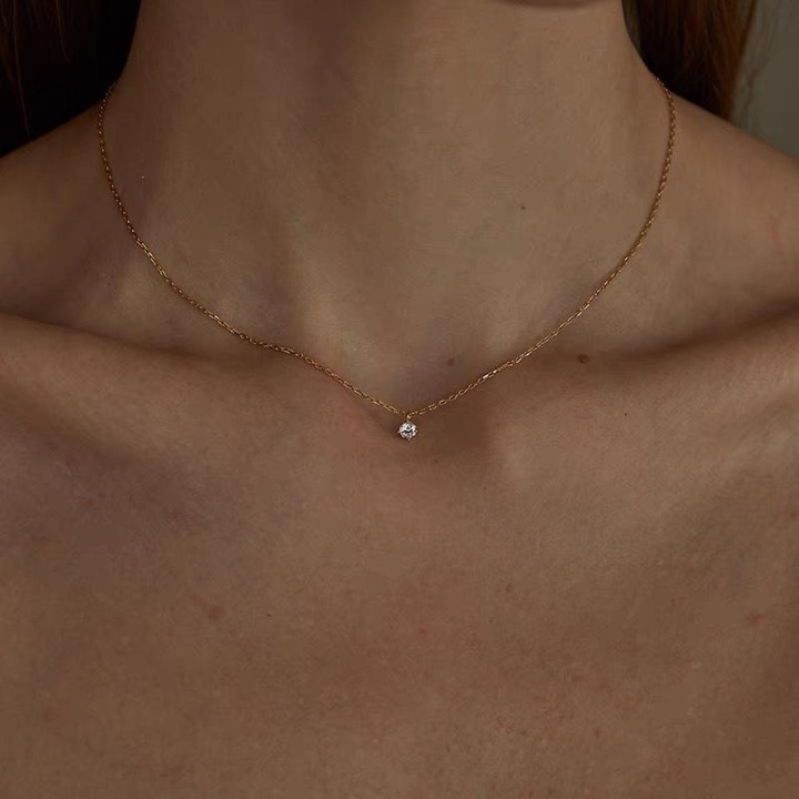 Diamond pendant necklace cubic zirconia necklace stacking necklace