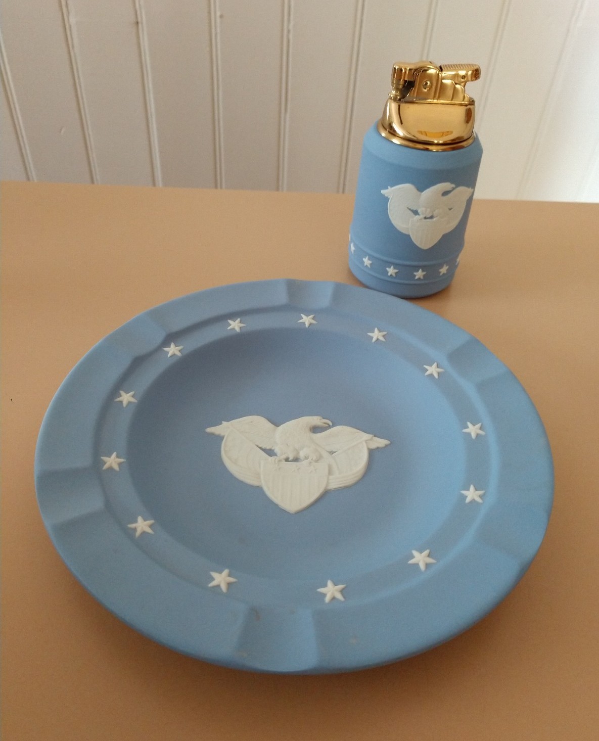 Vintage Wedgwood Table Lighter and Ashtray - United Lighter Insert - Jasperware