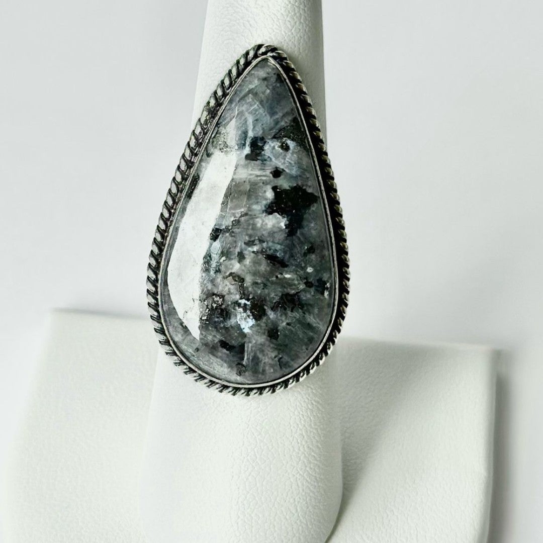 LARVIKITE Genuine Stone 925 Sterling Silver Ring