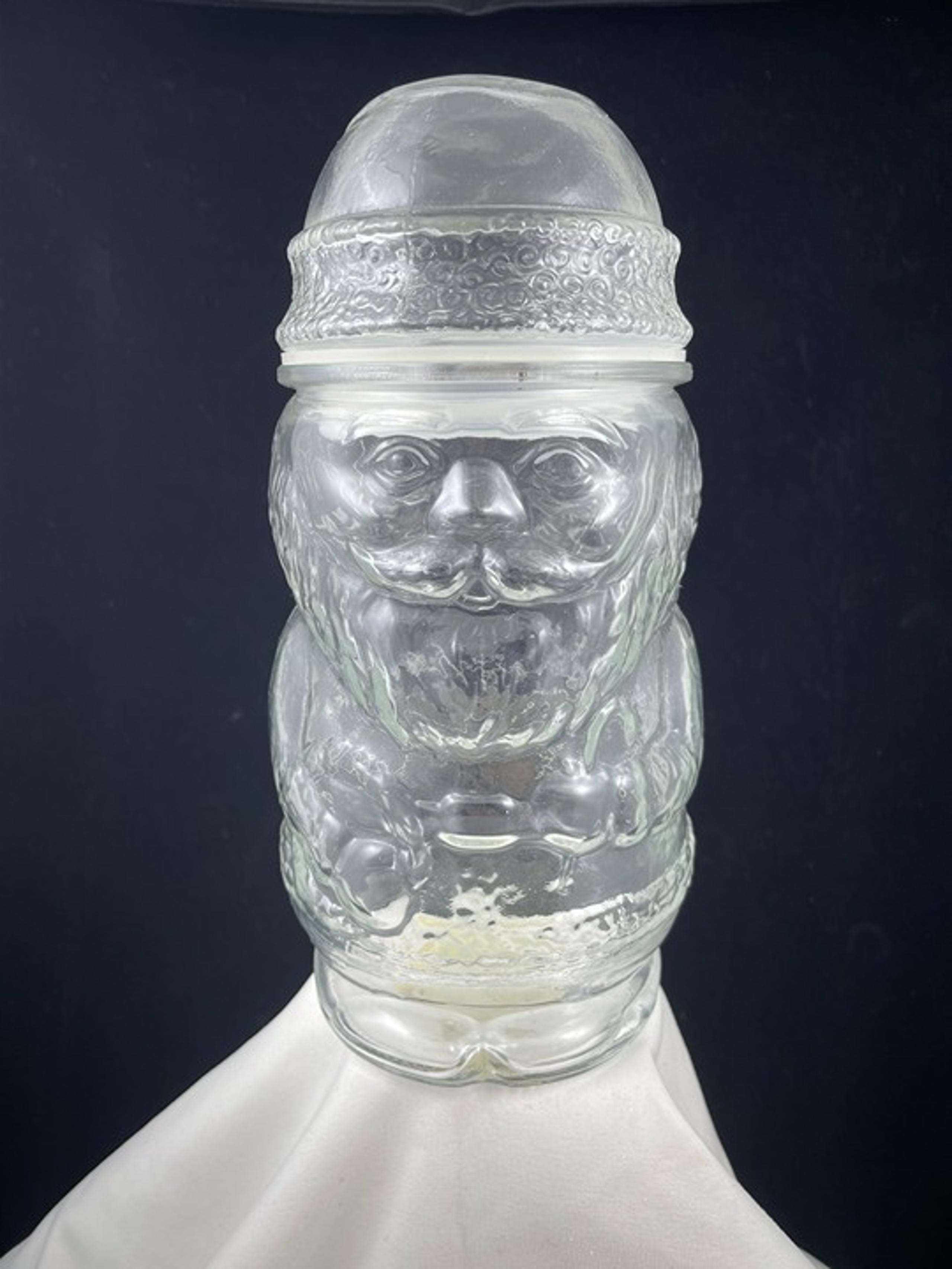 Vintage LIBBEY Santa Claus Jar Cookie Candy Poly Seal Glass Lid Holiday