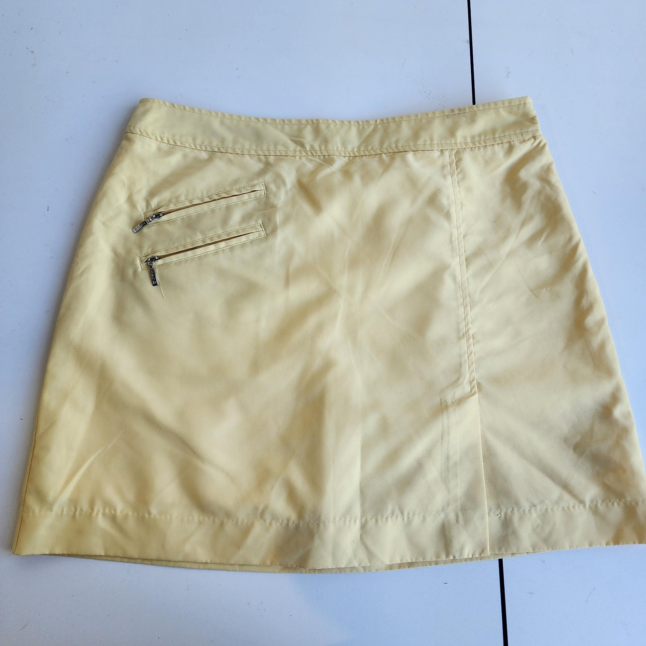 Izod Golf Skort Women's Light Yellow Zip Closure Slash Pockets Cool FX Skirt 10