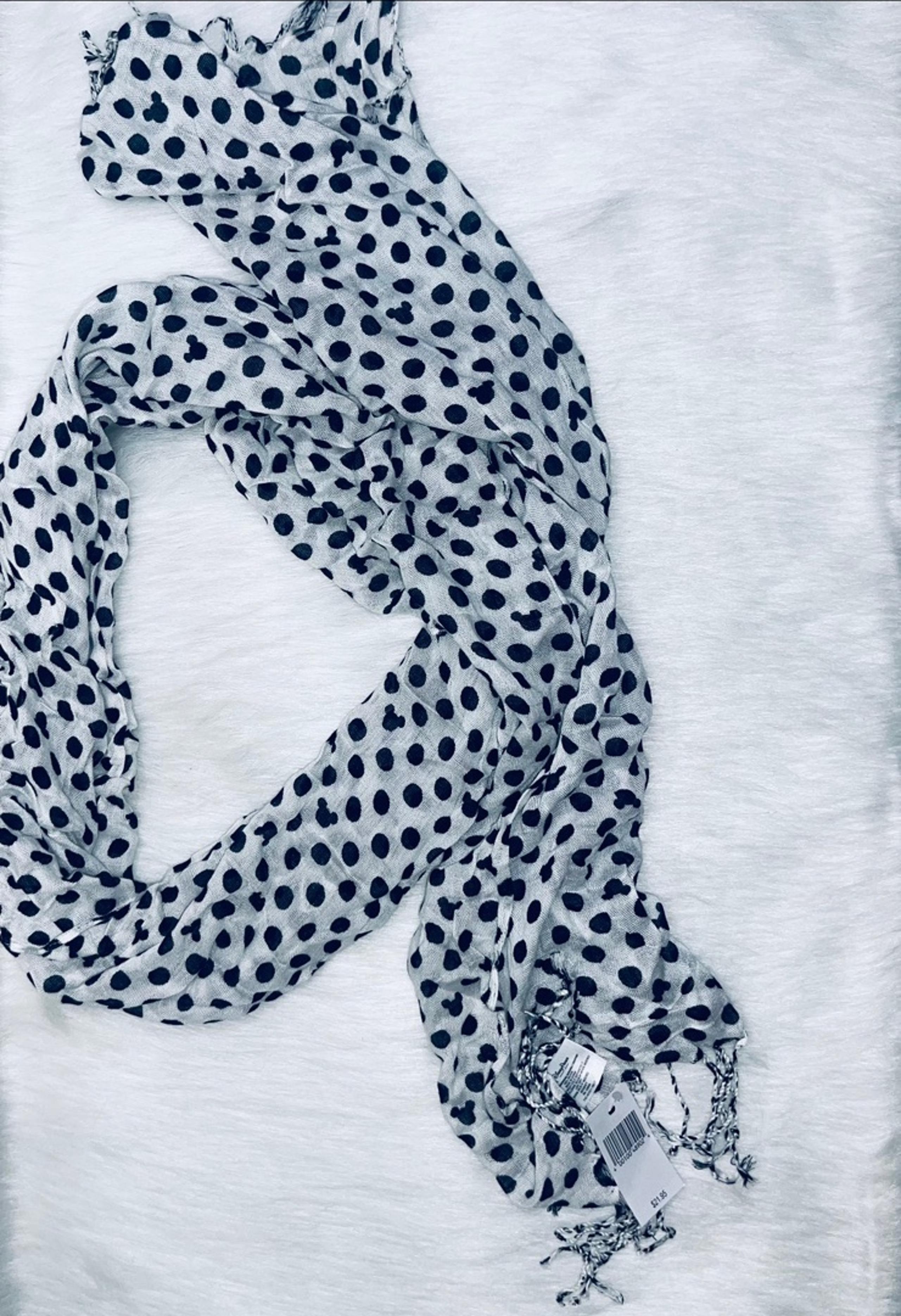 Disney Parks White Colored Mickey Scarf with Black Polka Dots