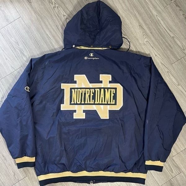 Vintage 90s Champion Notre Dame Fighting Irish Puffer Jacket