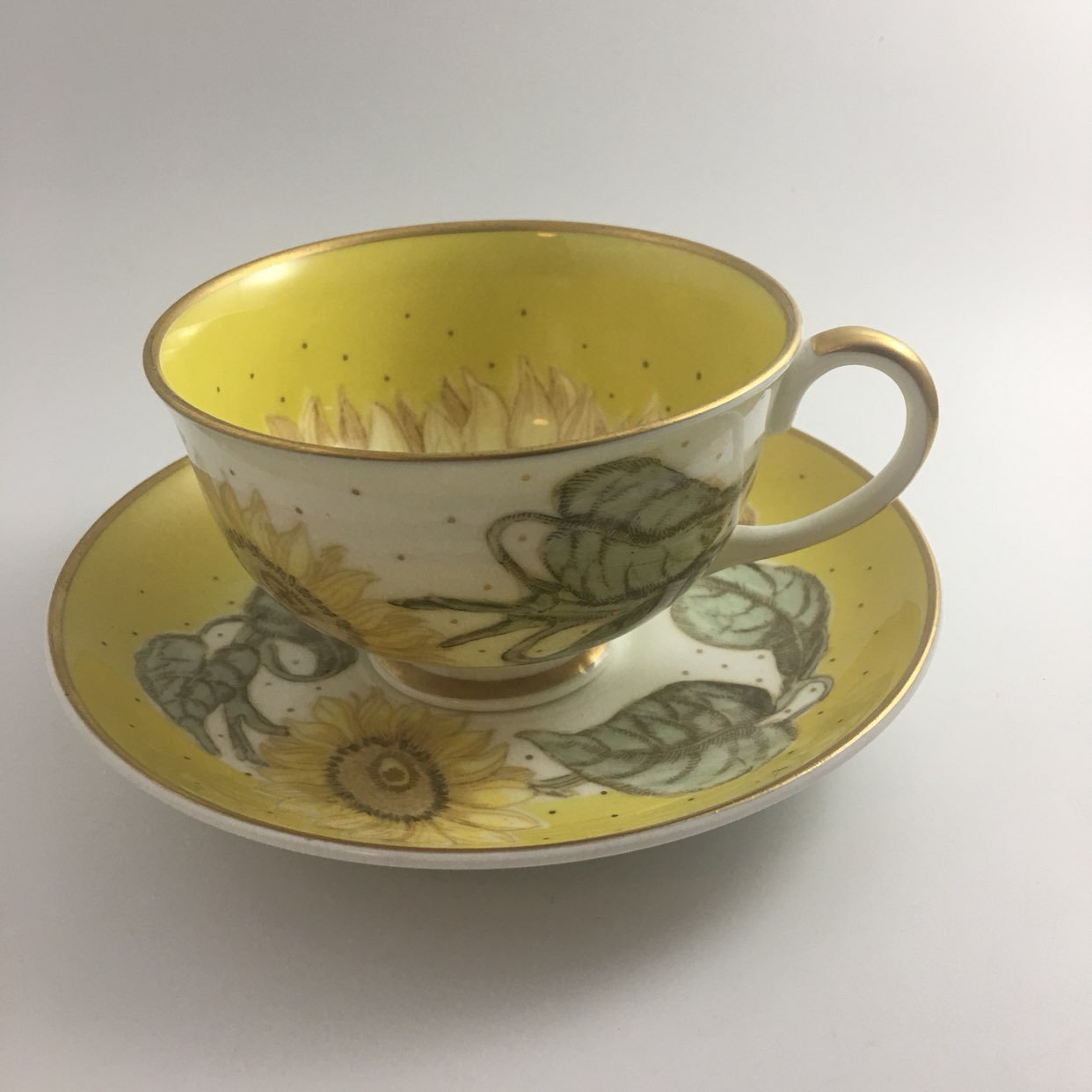 Susie Cooper Bone China England 1950-1966 Sunflower Teacup & Saucer Set