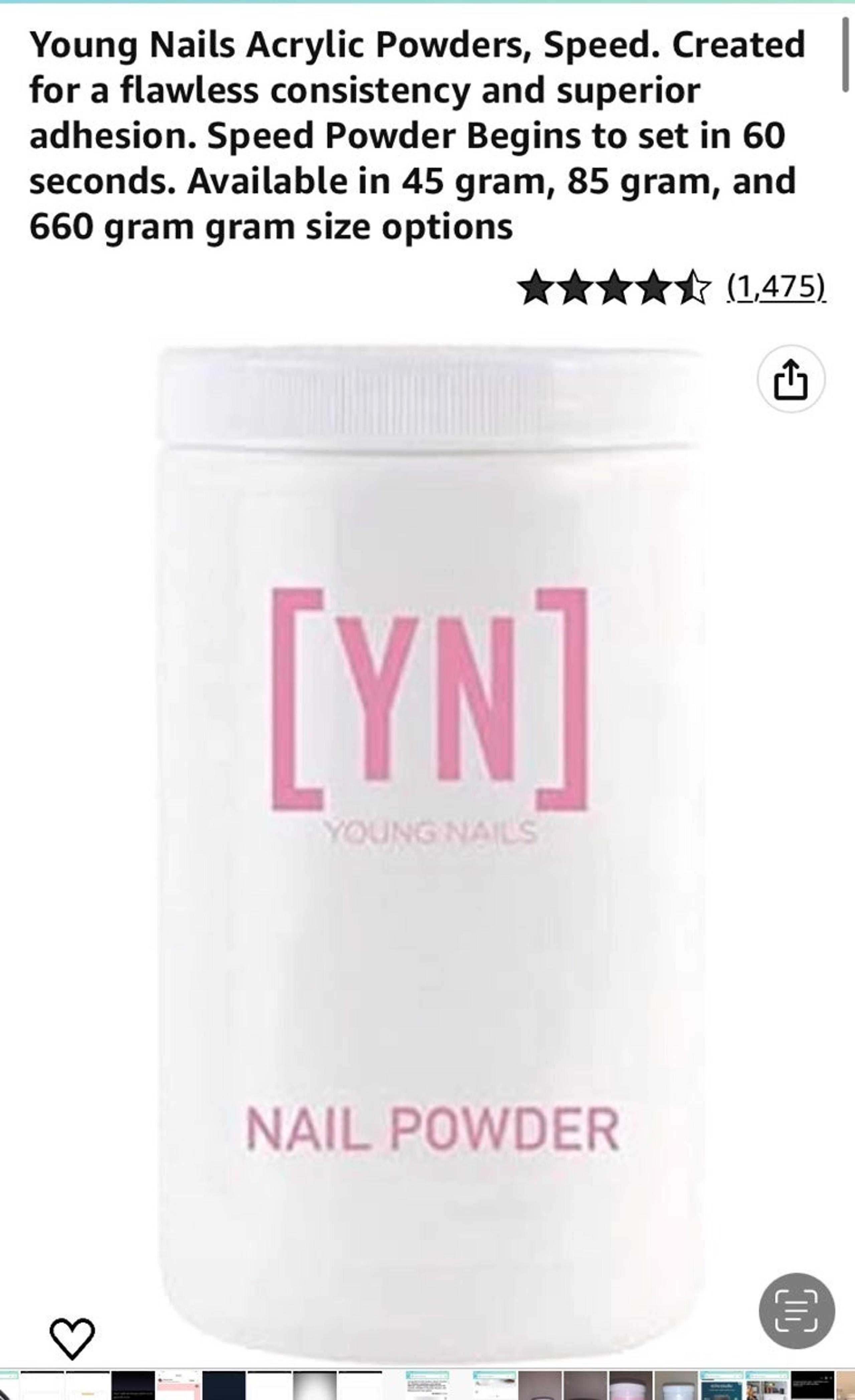 New YOUNG NAILS ACRYLIC POWDER IN COLOR SPEED PINK; 660 grams