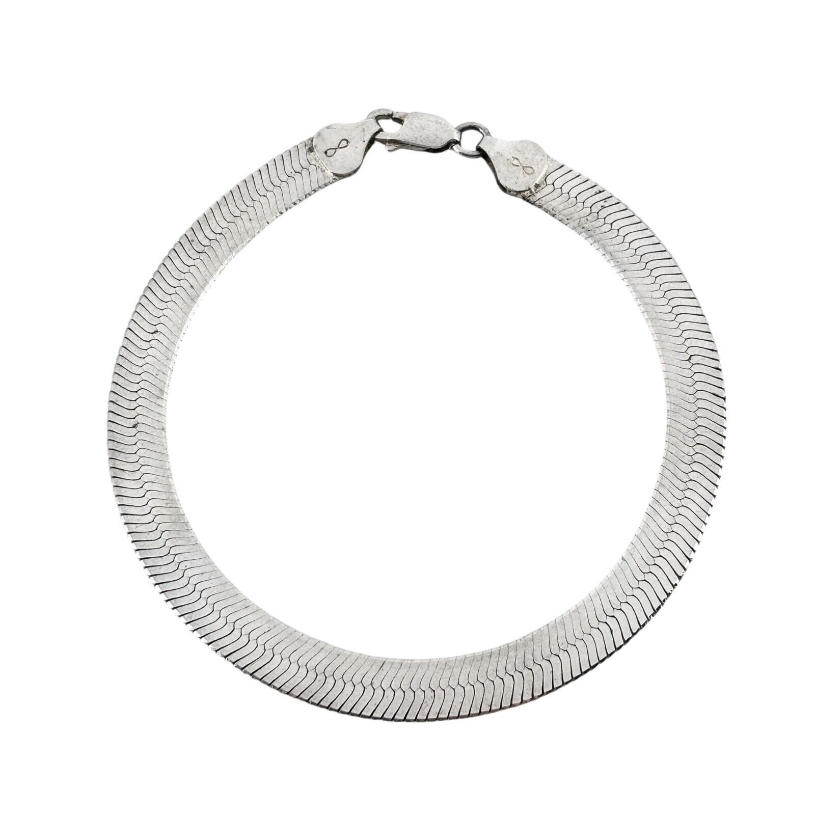 Vintage Italy Sterling Silver 925 6.7mm Herringbone Bracelet 8