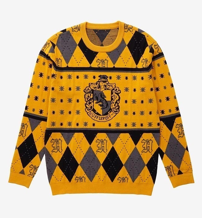Harry Potter XL Hufflepuff Crest Holiday Christmas Sweater BoxLunch Exclusive