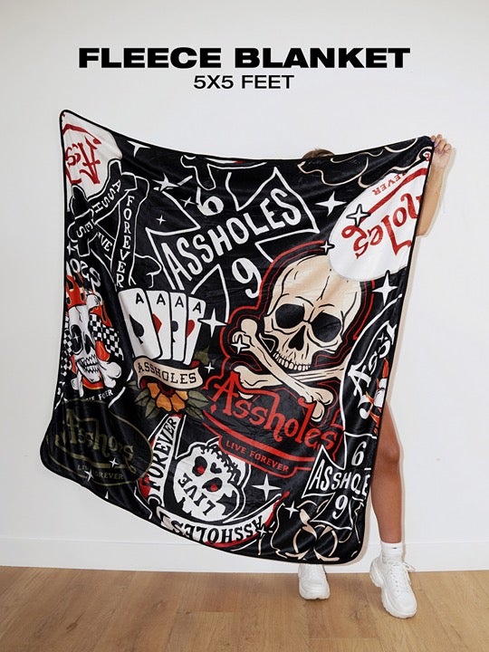 ALF MOTORSKULLS BLACK BLANKET 5ft X 5ft fleece blanket