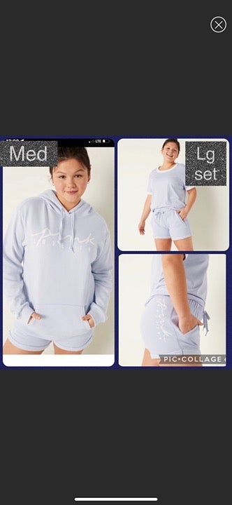 Vs pink fleece pullover campus hoodie ringer short sleeve tee heritage shorts
