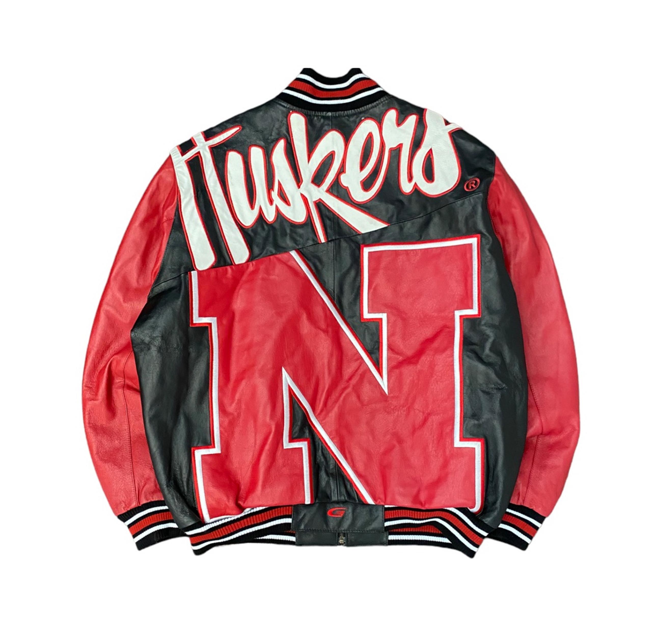 Vintage 1990s Nebraska Cornhuskers Faux Leather Big Logo Jacket Mens Size XL
