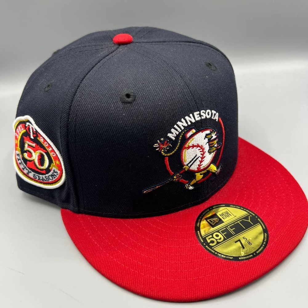 Minnesota Twins Hat Men 7 5/8 Black Red 59Fifty New Era Fitted Cap