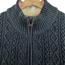 Carbon 2 Cobalt Cable Knit Sweater 1/4 Zip Pullover Fisherman Blue Gray Mens XXL