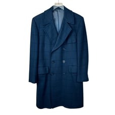 Vtg Wool Coat Mens 40R Blue Plaid Jack Davis San Francisco Union Made Old Money