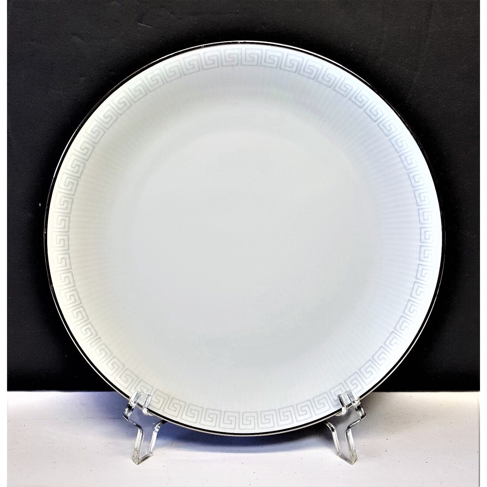 Set/11 Seltmann Splendour Key 7.5 Salad Plates Gray Greek Key Platinum Trim A2