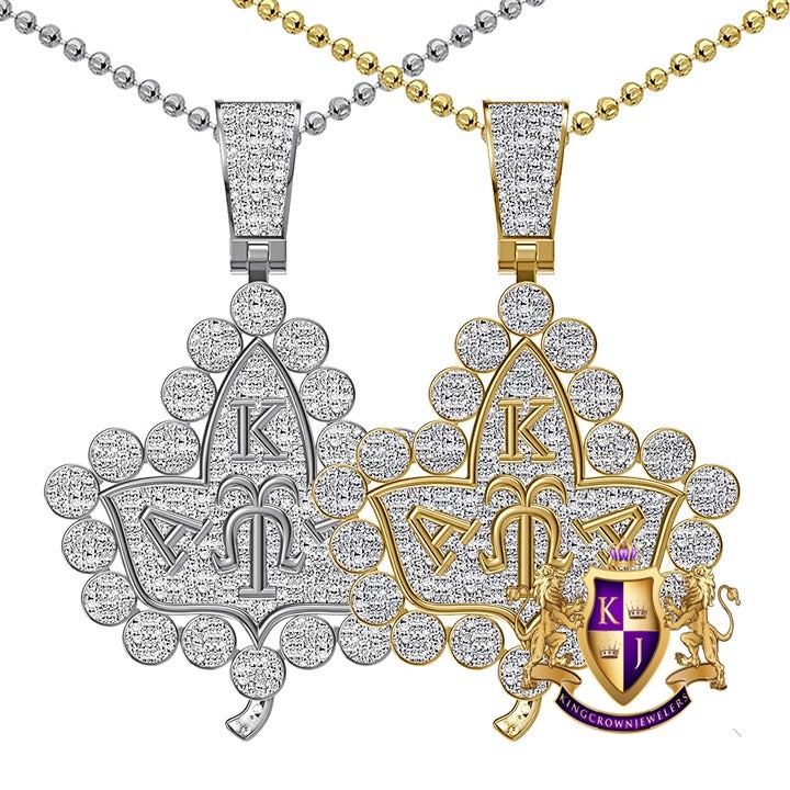 Real Diamond 0.80 Cwt. Alpha Kappa Alpha AKA Ivy Leaf Omega Charm Pendent +Chain