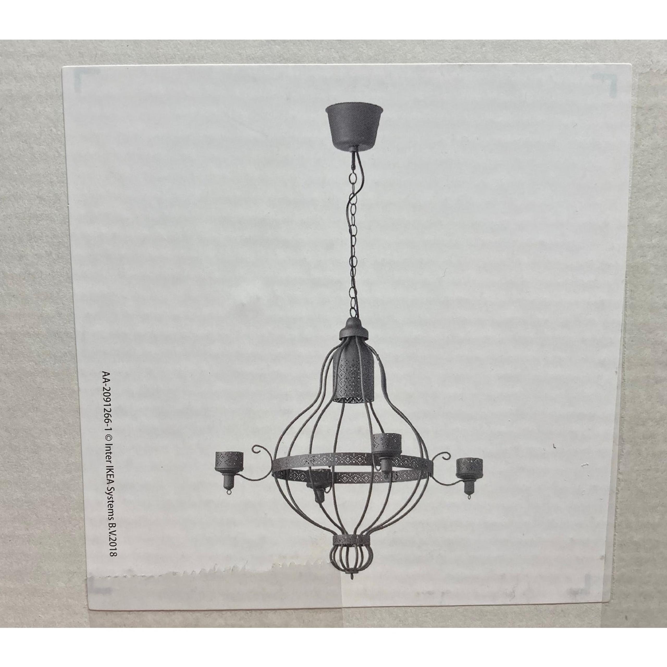IKEA APPELIKEN Stina Lanneskog 80363742 Black Round 4 Arm Metal Chandelier. New
