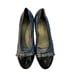 Via Spiga Navy Leather Flats with Patent Leather Toe