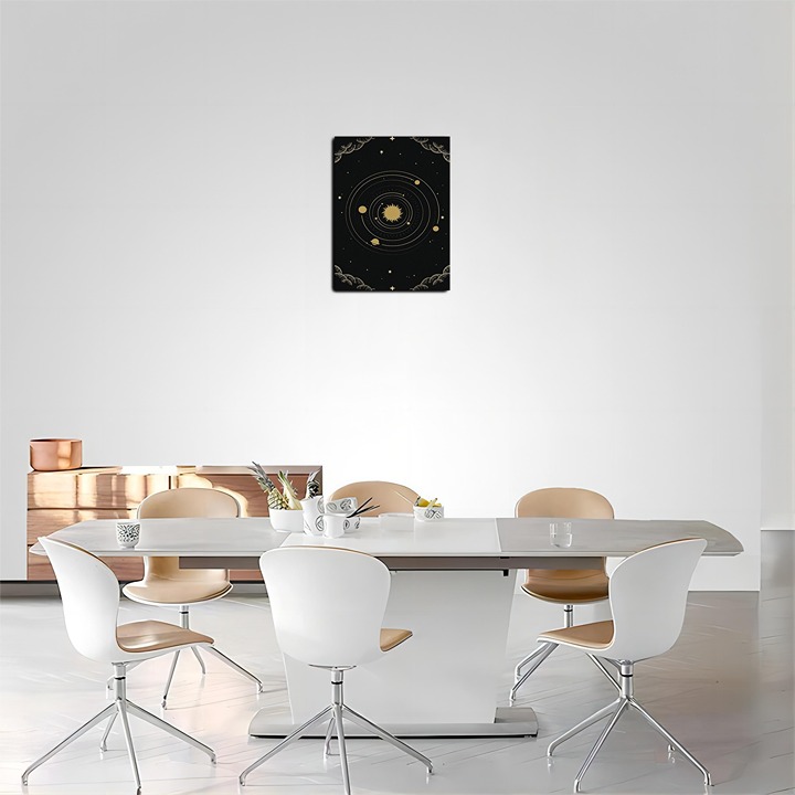 Witchy Canvas Wall Art Dark Black Stars Sun Phases Wall Painting Mysterious Abst