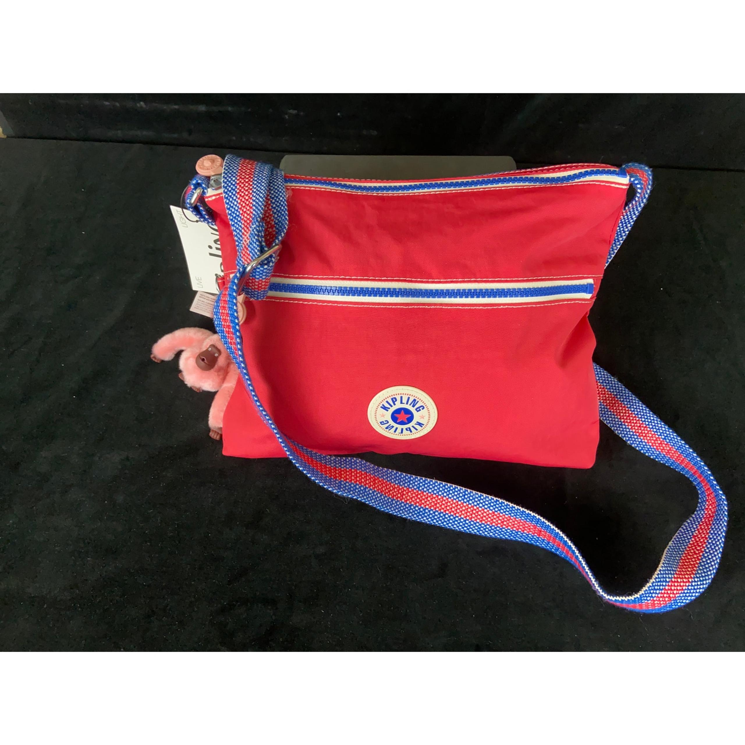 Kipling Red ANNABELLE Crossbody Handbag Purse Monkey Key chain too New