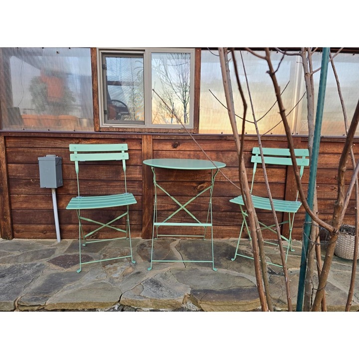 Sage Green Bistro Set - Foldable Patio Table and Chairs